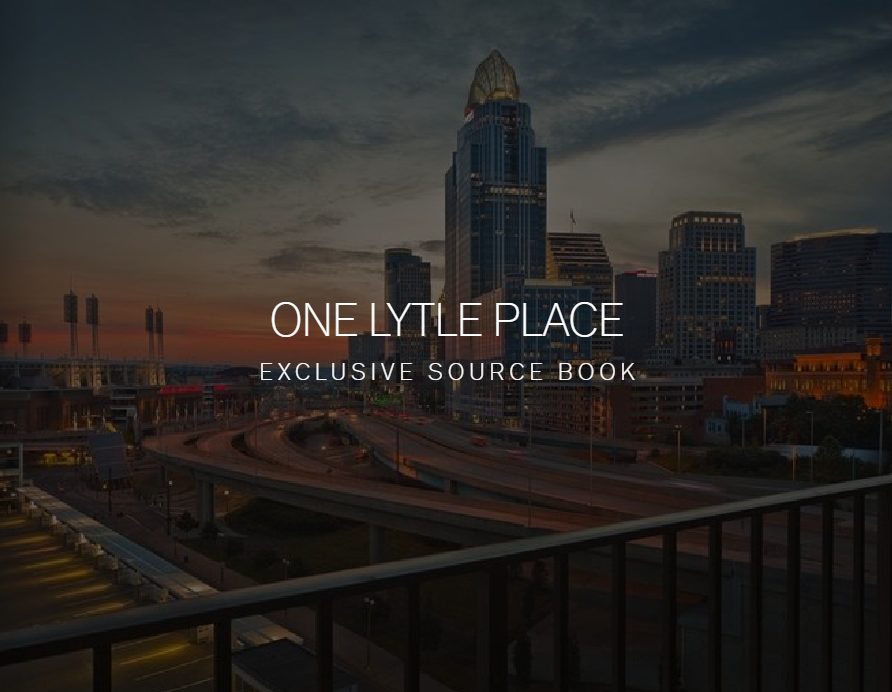 One Lytle Place BOV pack cover, Cincinnati skyline at dusk, by Alex Papa