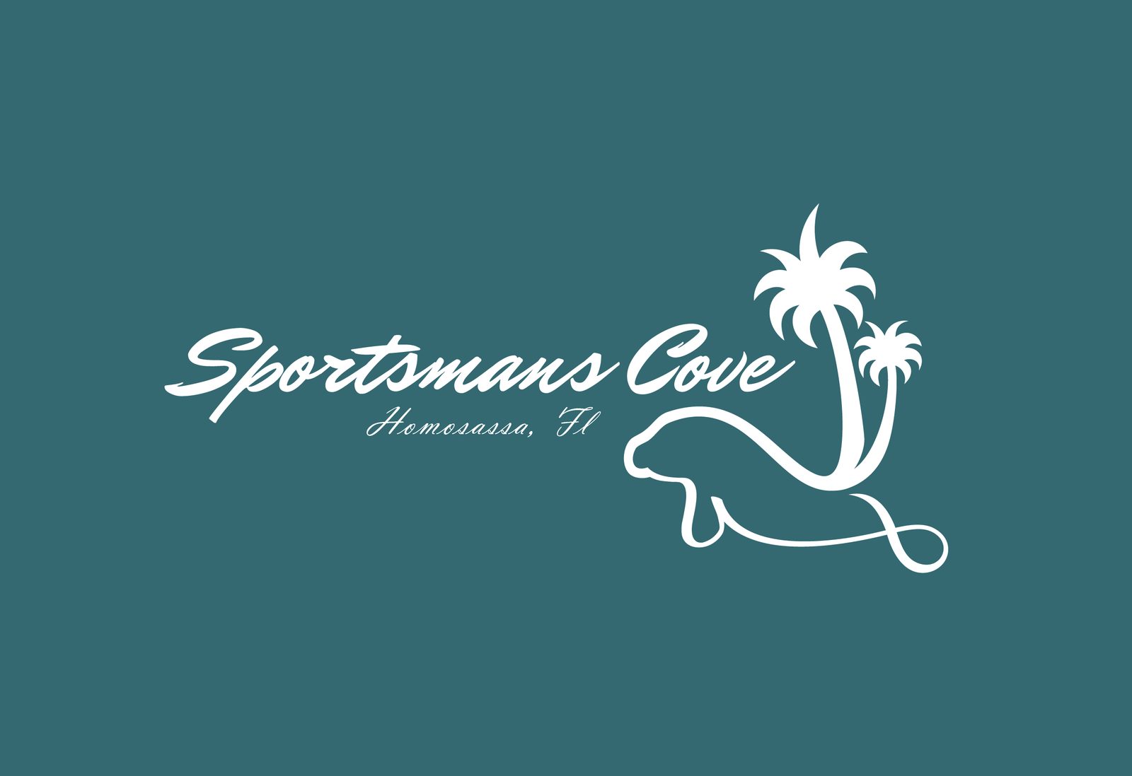 Sportsmans Cove logo on teal background
