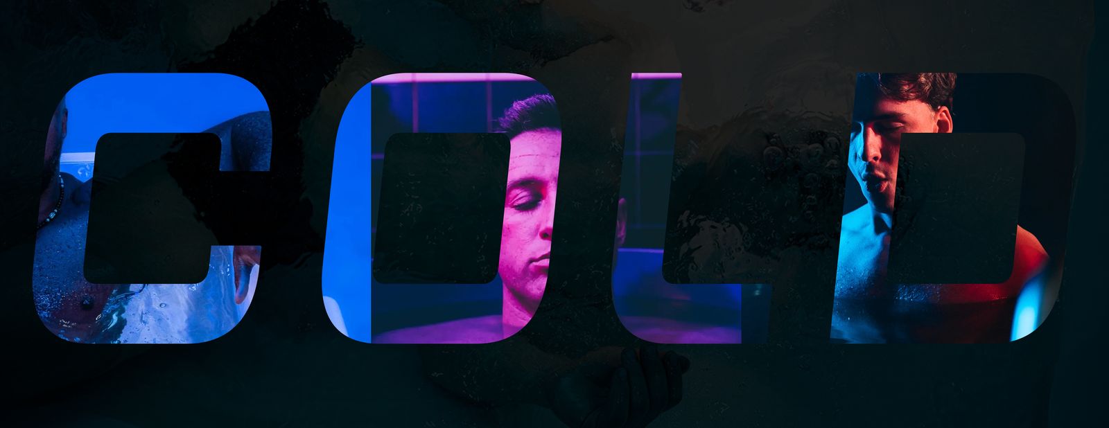 SubZero COLD typographic treatment with cold-plunge photography in the letters